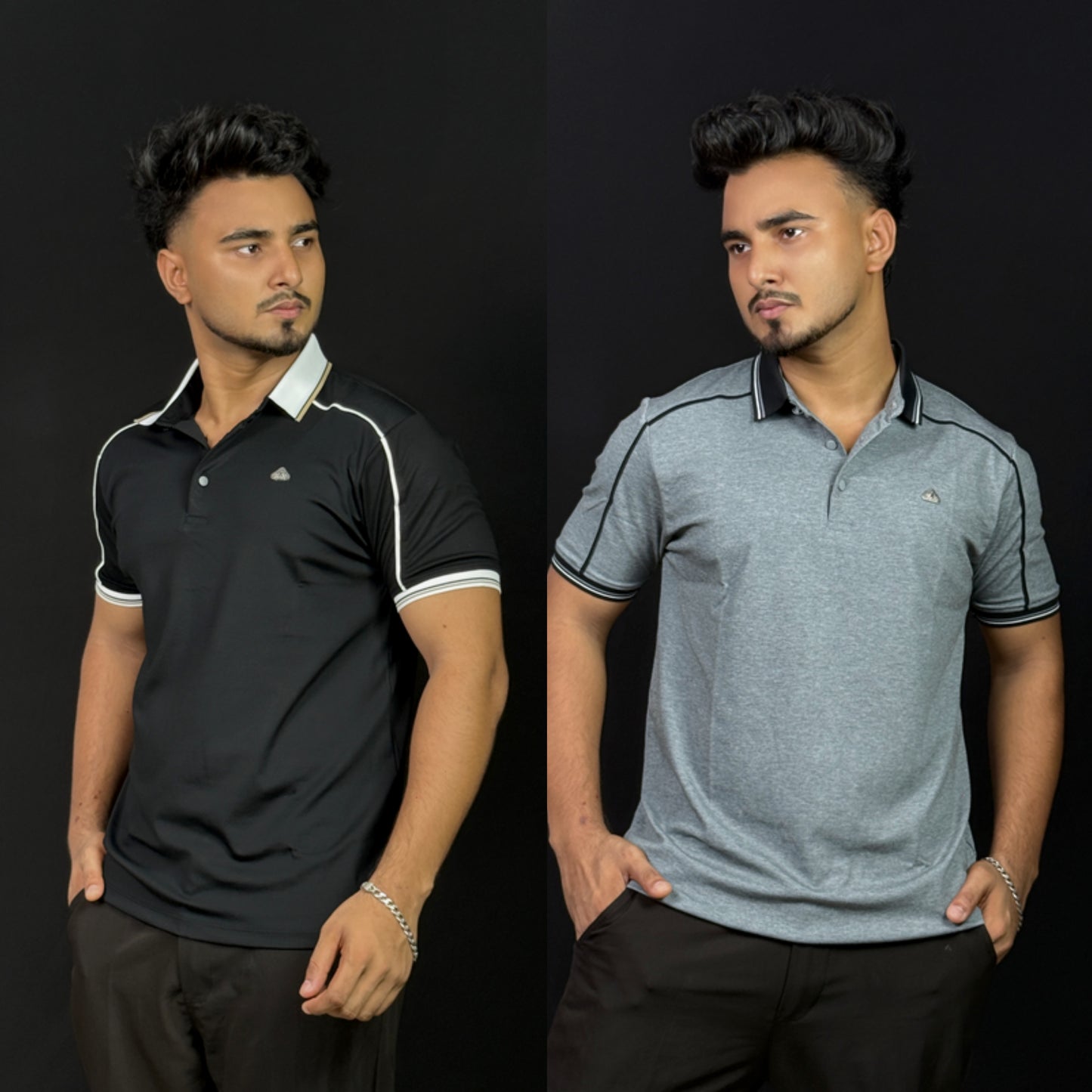 Black+Gray Polo T-Shirt |DCP