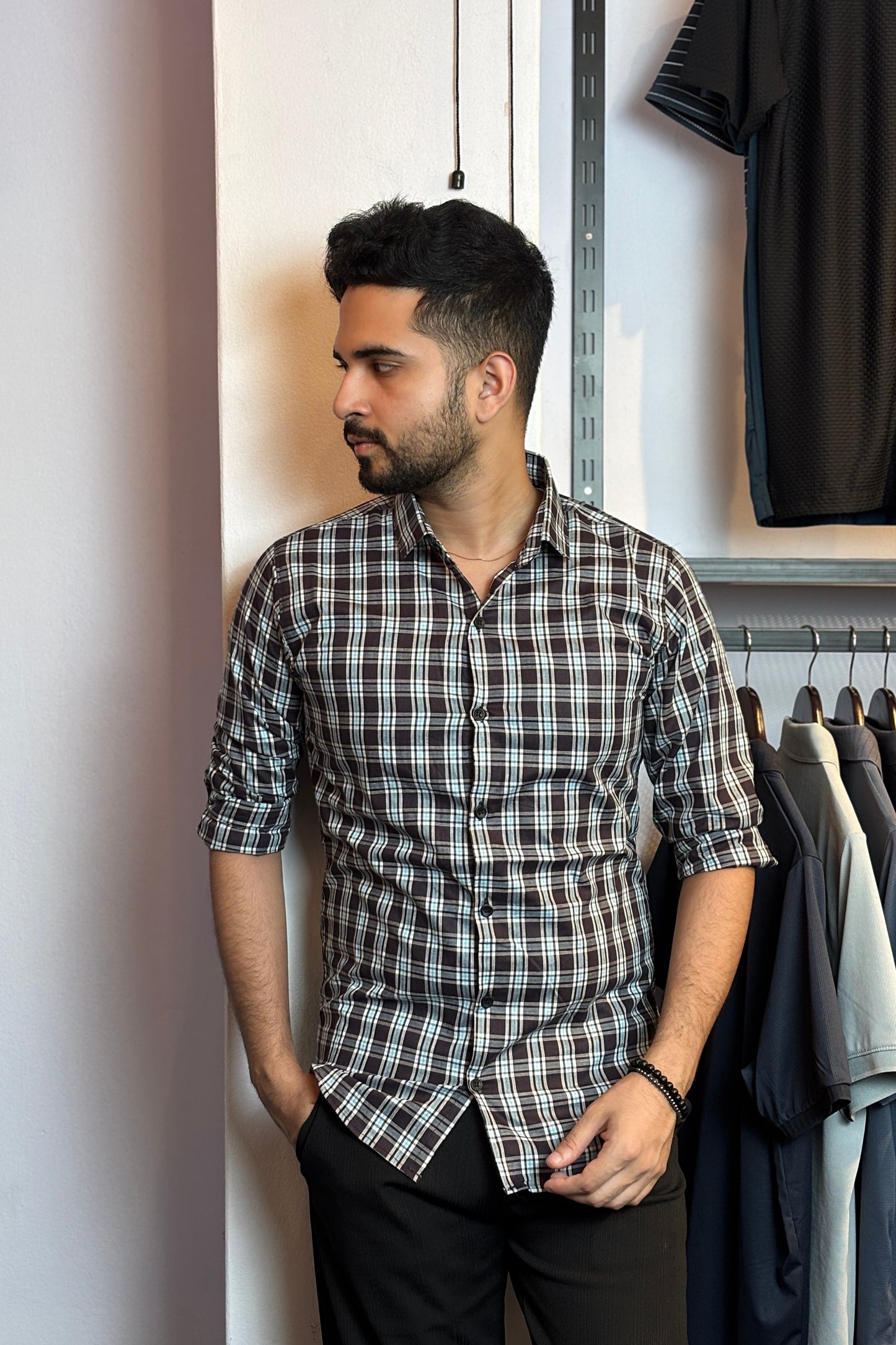 Black White Micro Check Shirt |mk