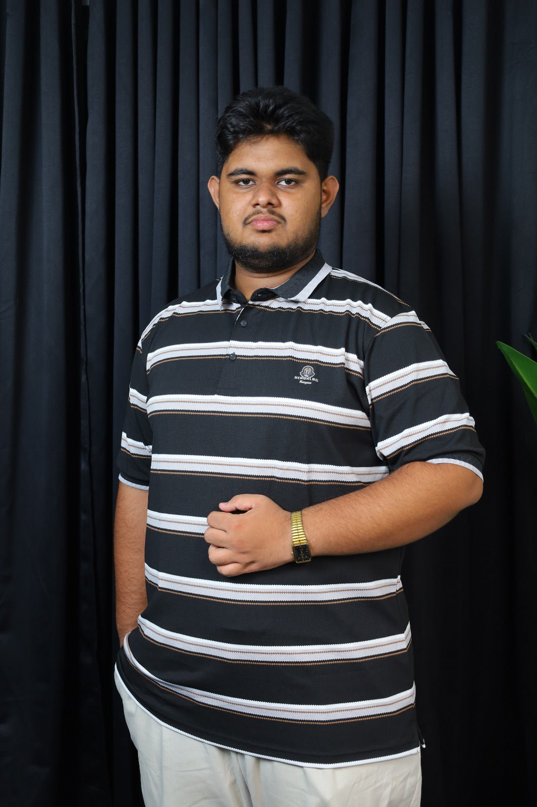 Black Contrast Polo T-Shirt |CNH
