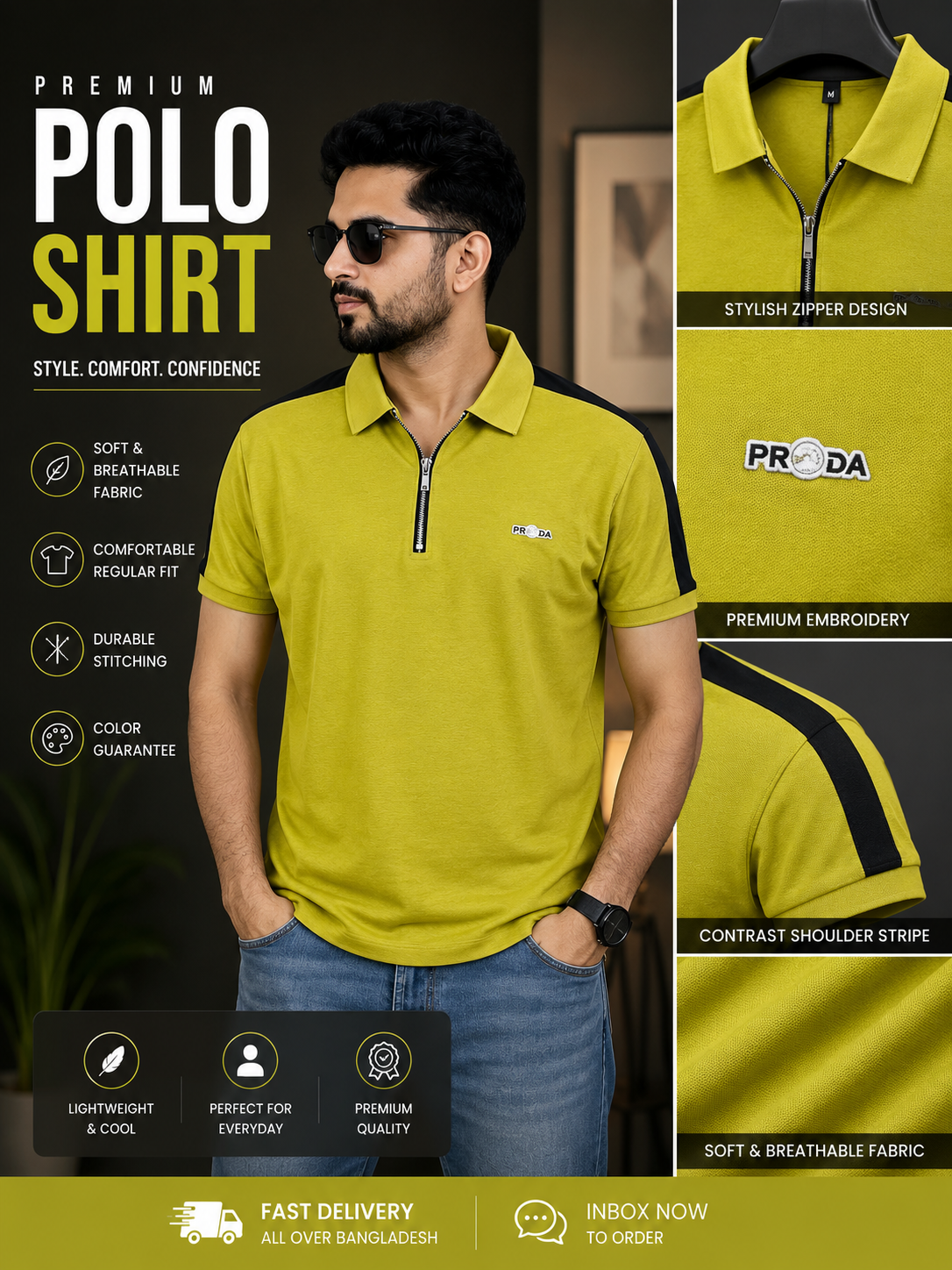 Yellow Colour Polo T-Shirt |Prada