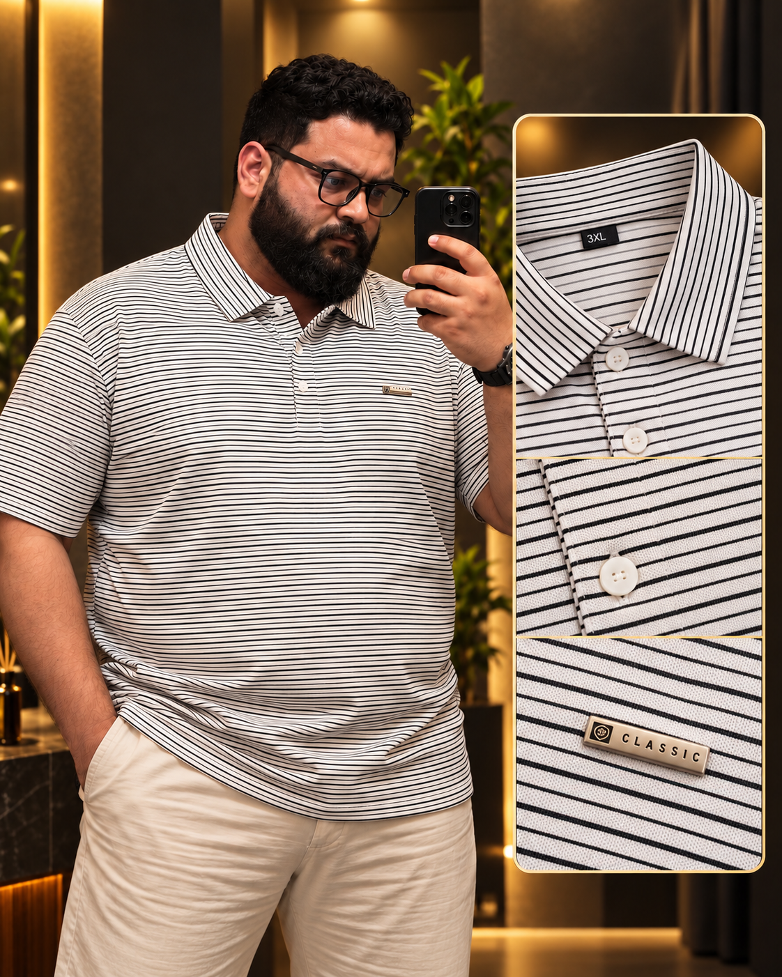 White Colour Thin Polo T-Shirt-Plus