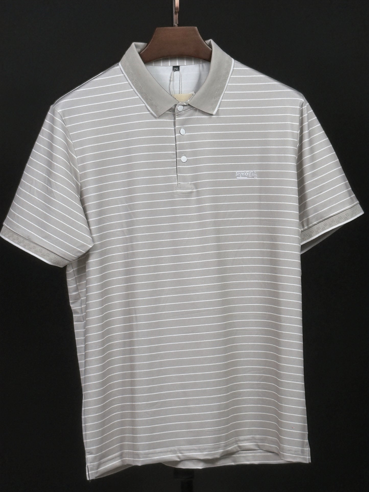 Light Cream Colour Stripe Polo T-Shirt |Plus