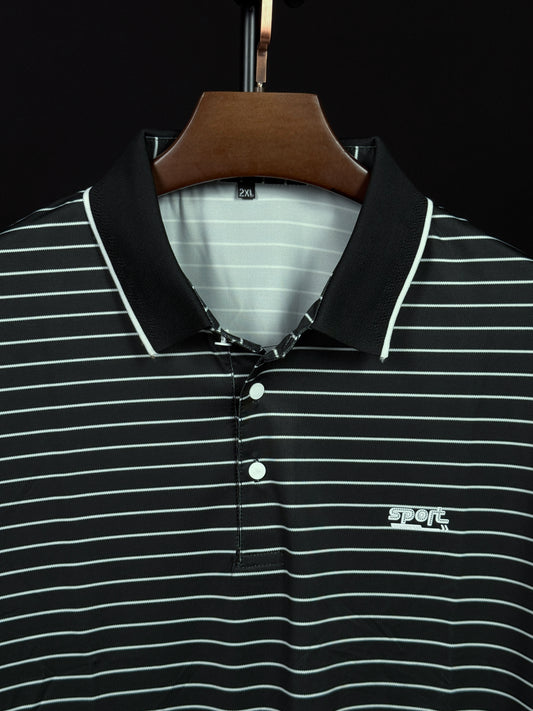 Black Colour Stripe Polo T-Shirt |Plus