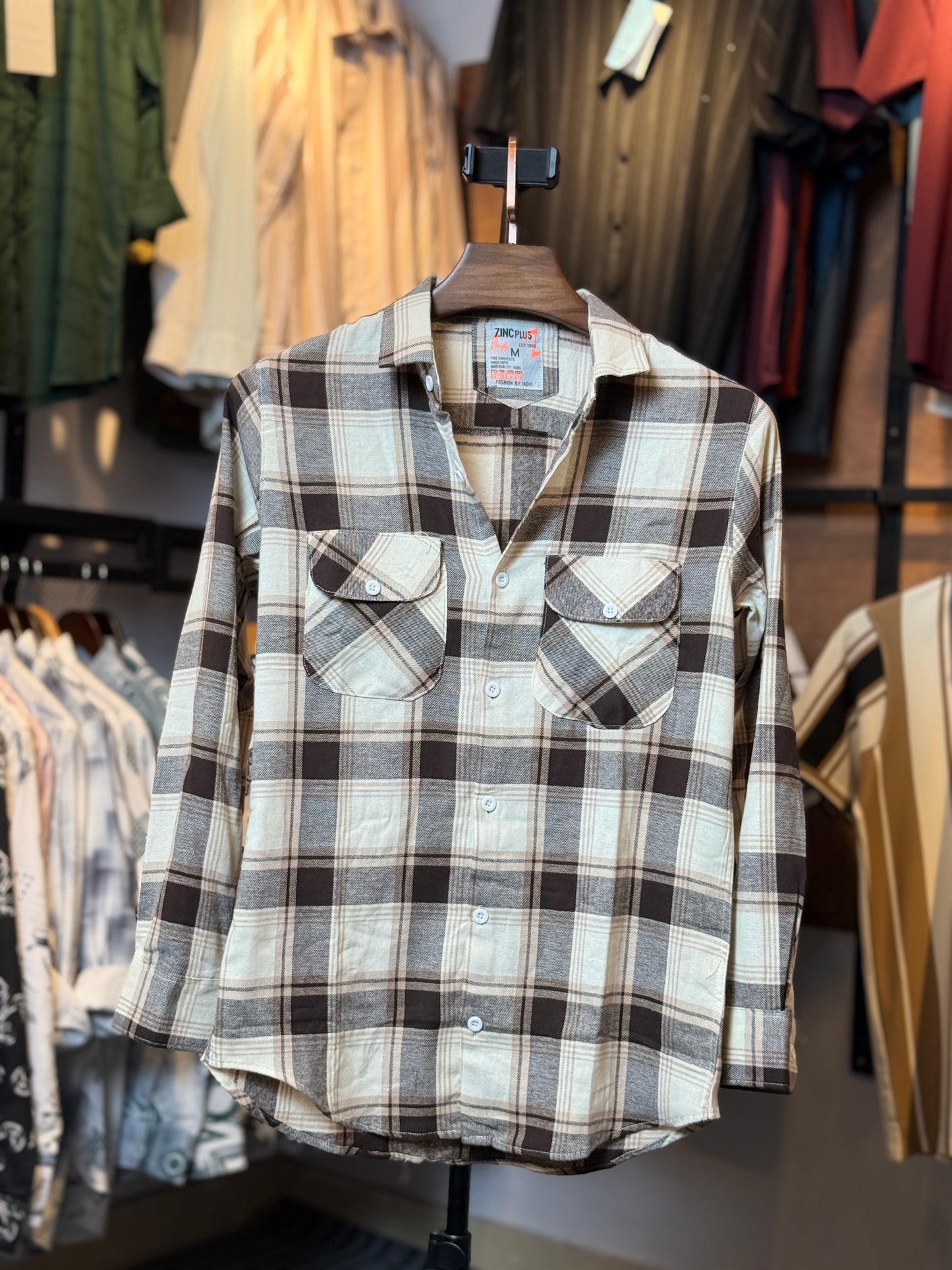 Coffee Cream Check Shirt |CS2
