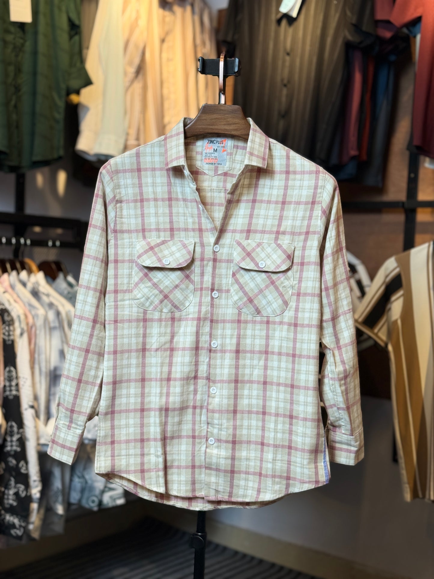 Cream Colour Check Shirt |CS1