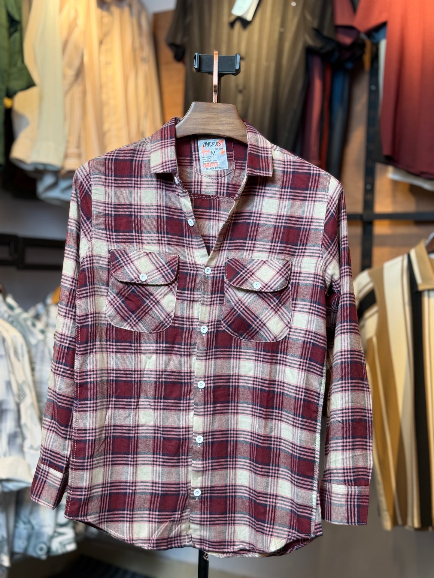 Maroon Cream Check Shirt |MS1