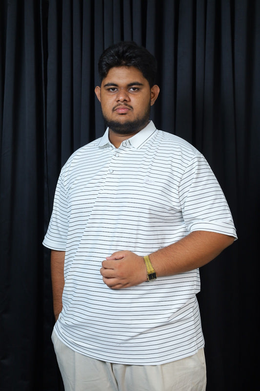 White Stripe Polo T-Shirt |THF
