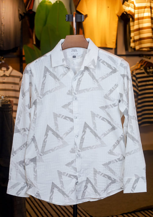 Ash White Printed Shirt |Triangle