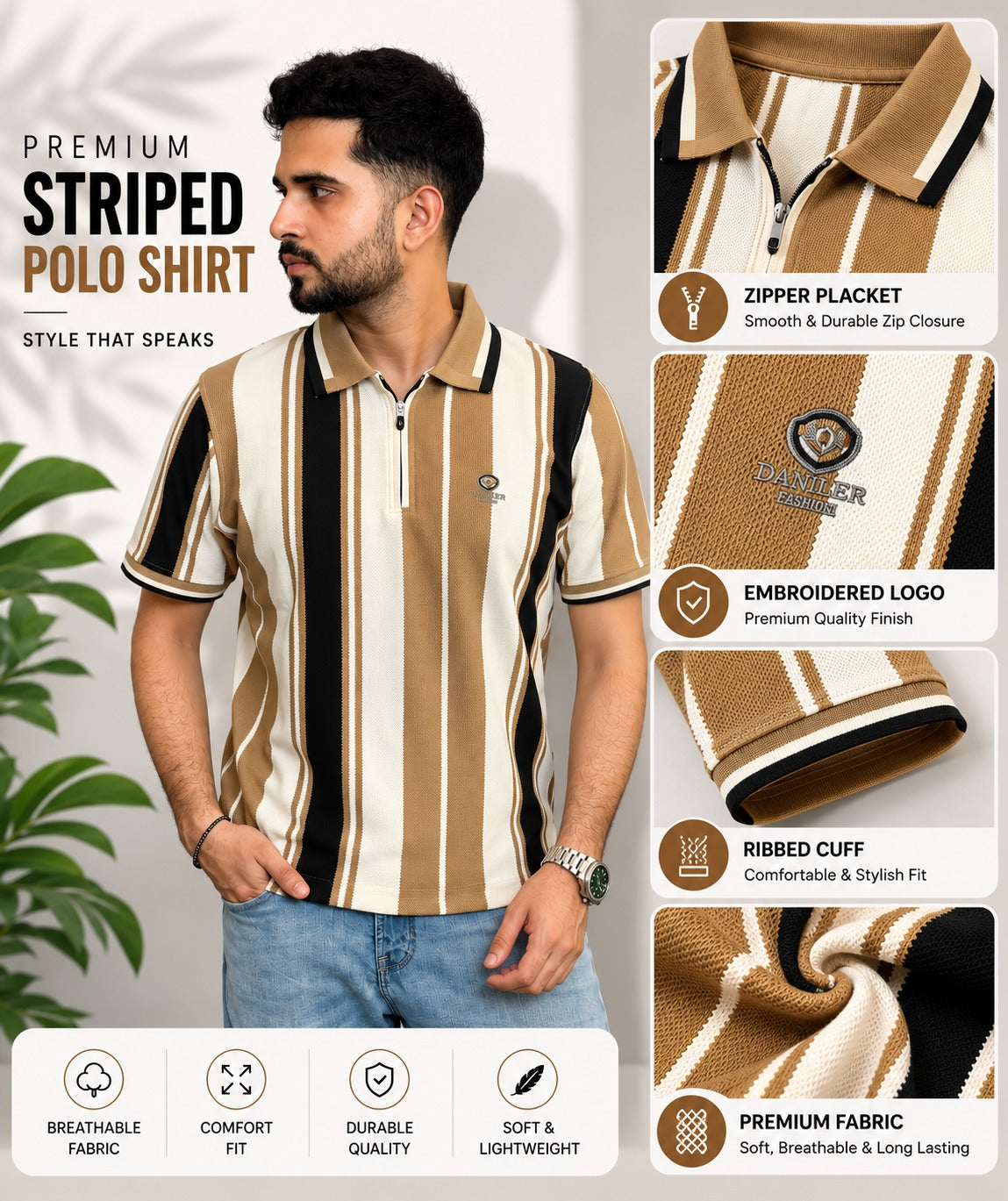 Biscuit Contrast Polo T-Shirt |CNX