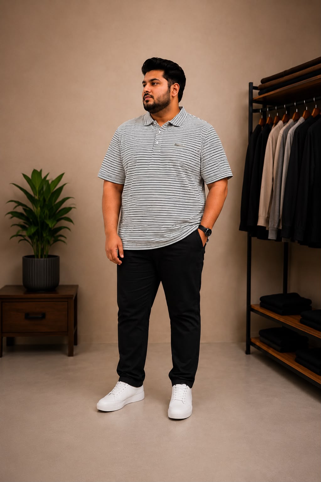 White Colour Thin Polo T-Shirt |Plus
