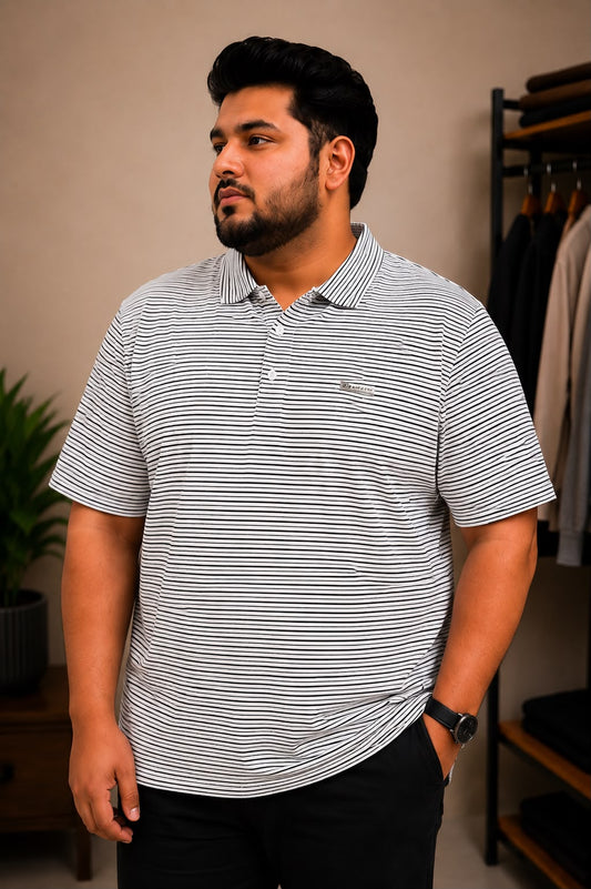 White Colour Thin Polo T-Shirt |Plus