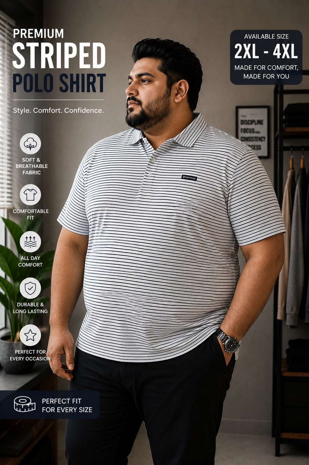 White Colour Thin Polo T-Shirt-Plus