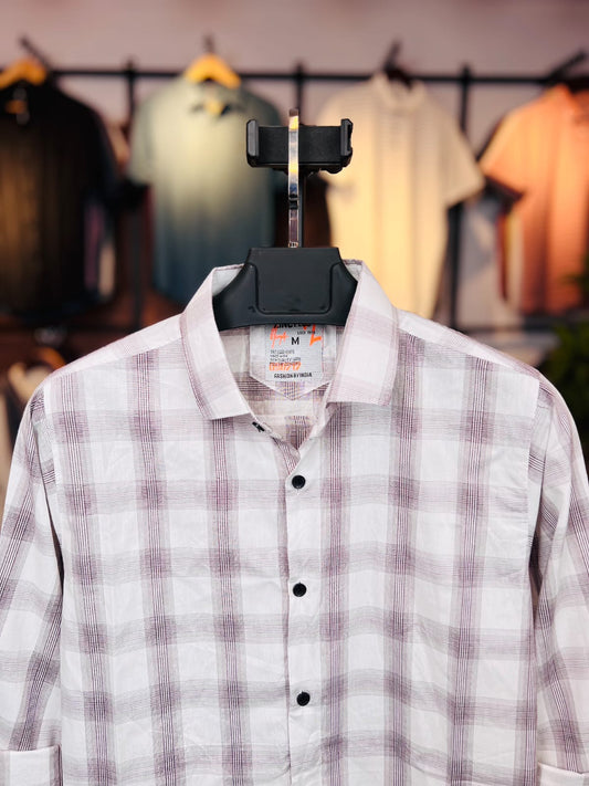 White and Light Brown Colour Check Shirt | ck