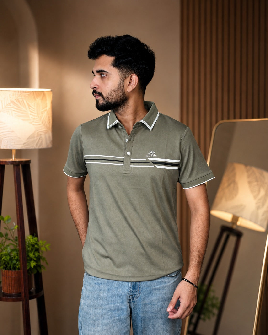 Olive Polo T-Shirt |NE1