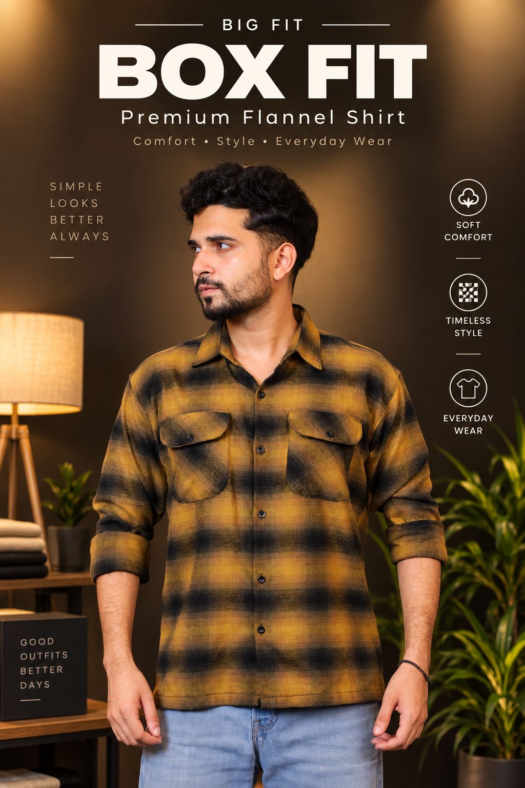 Mustard Colour Check Shirt-BX1