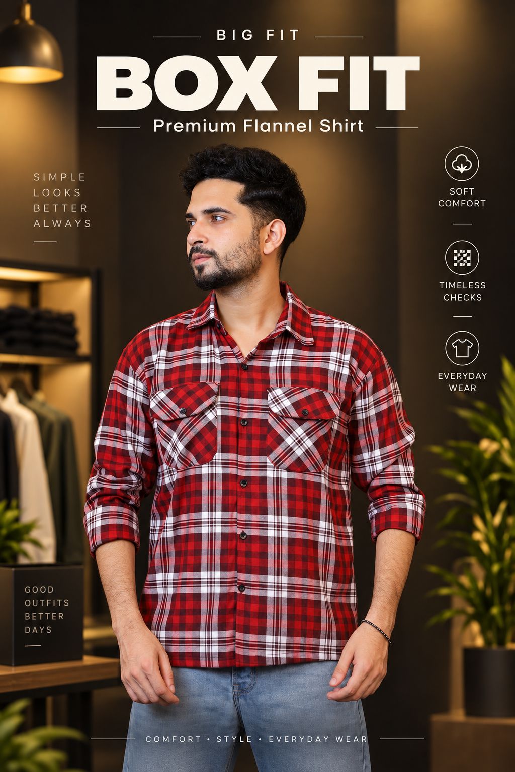 Maroon White Check Shirt-BX1