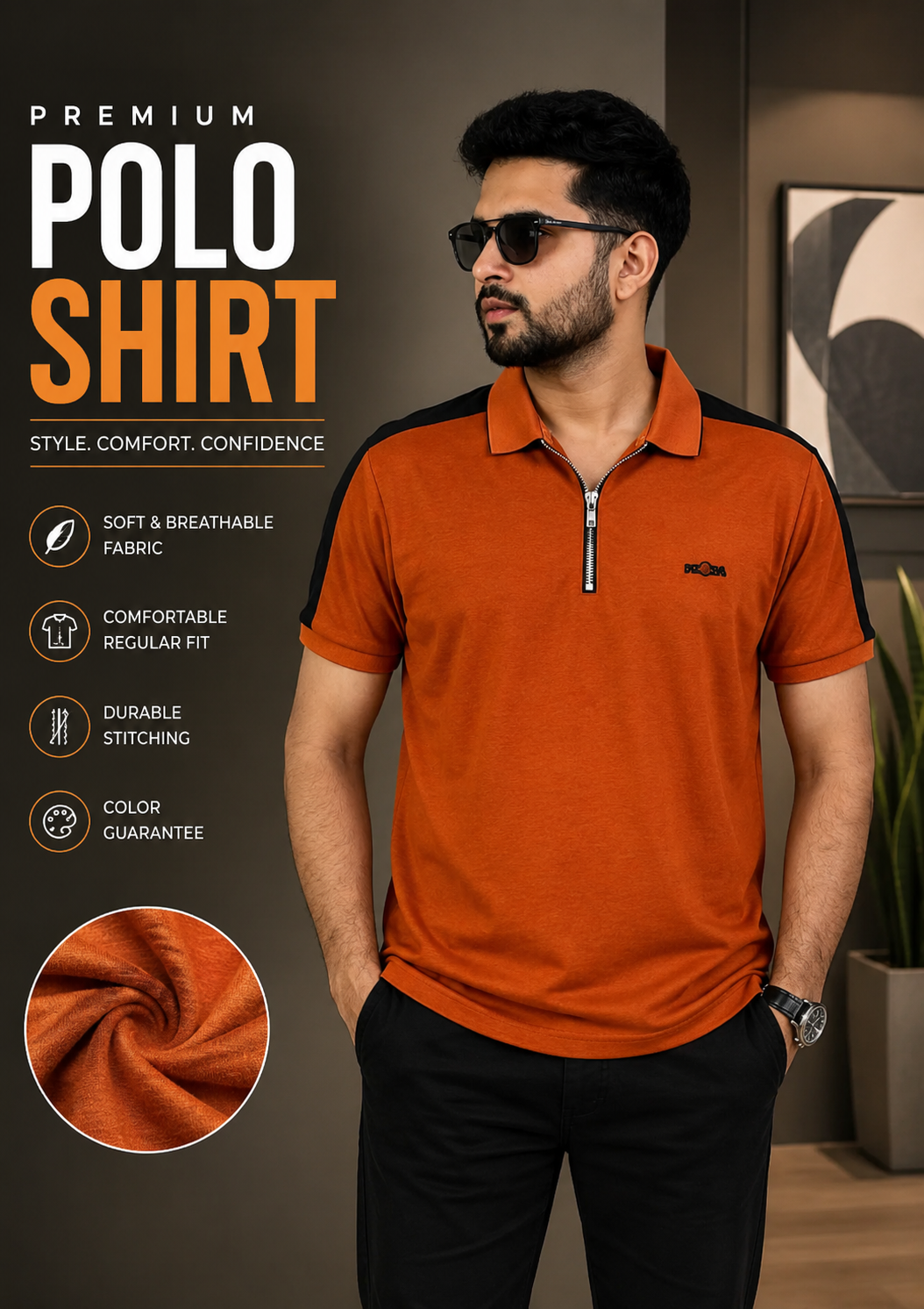 Orange Colour Polo T-Shirt |Prada