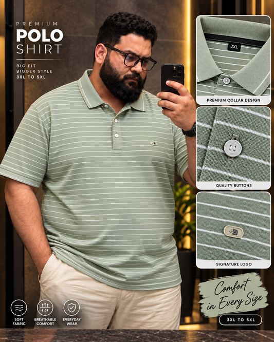 Mint Stripe Polo T-Shirt |THF