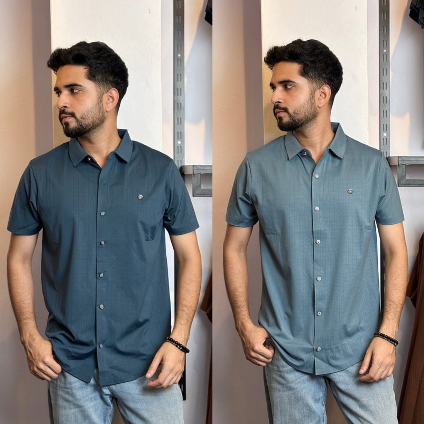 Blue+Light Blue Half Slevee Shirt |HSO