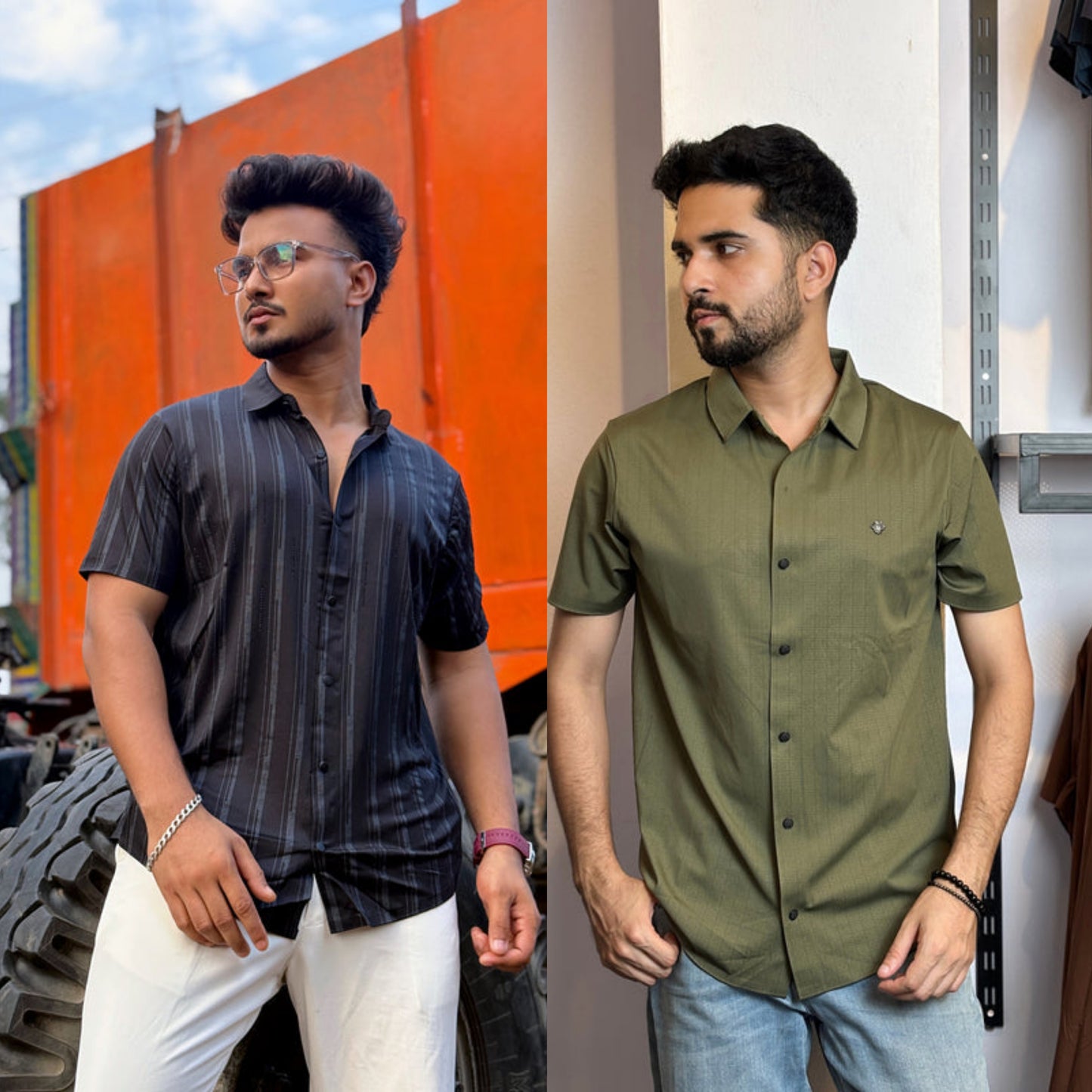 Black+Olive Half Slevee Shirt |HSO