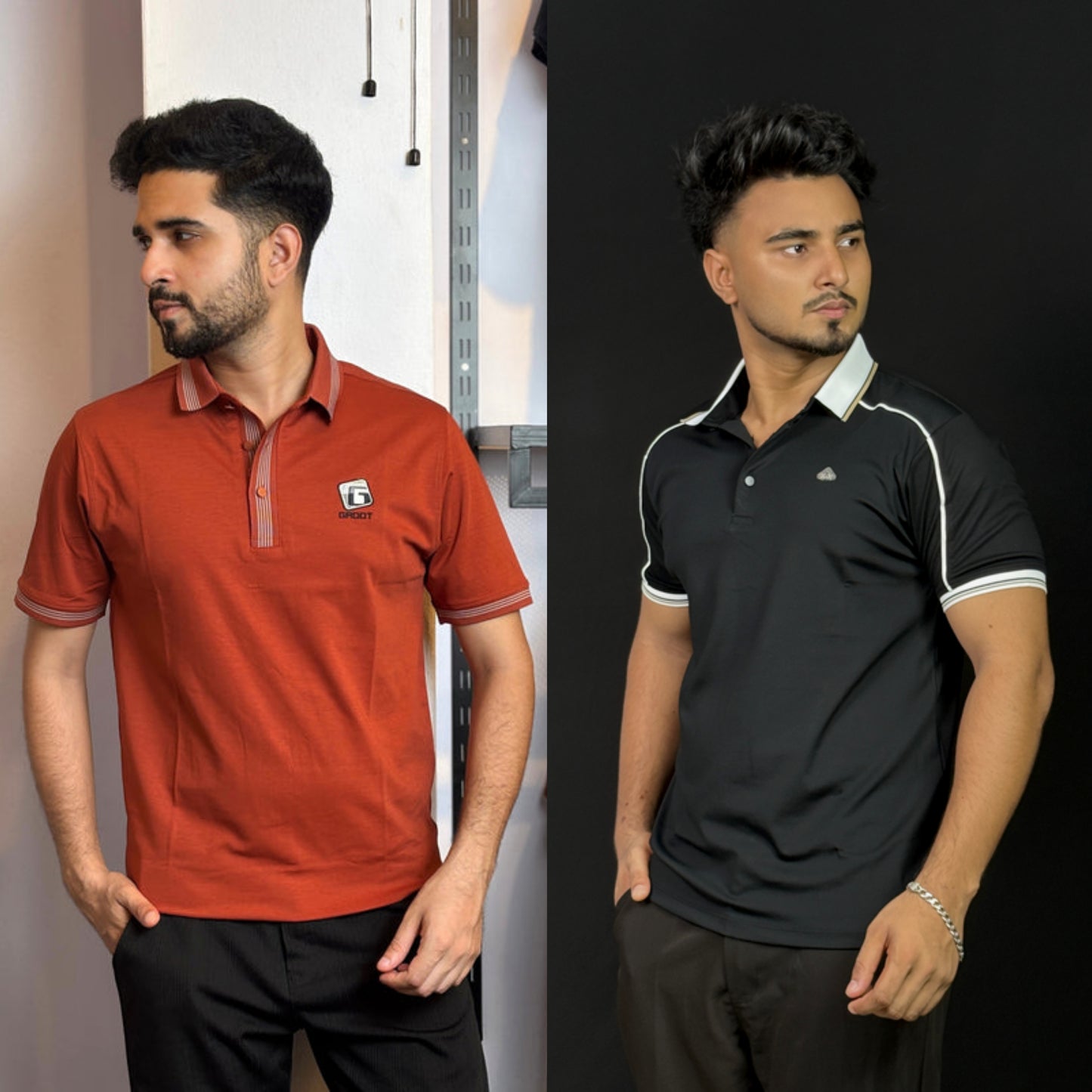Rust Orange+ Black Polo T-Shirt |DCP