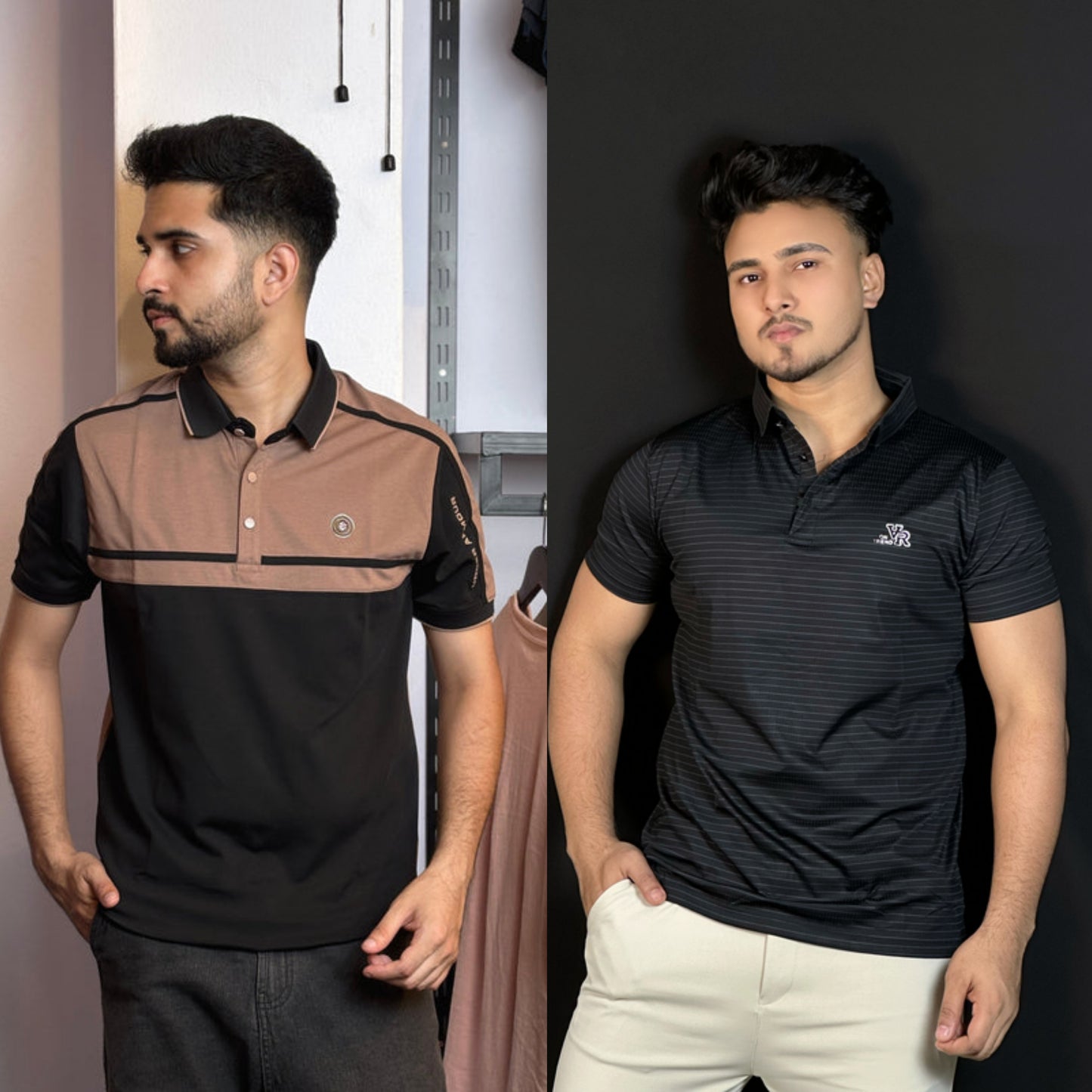 Brown Back+Black Polo T-Shirt |DCP