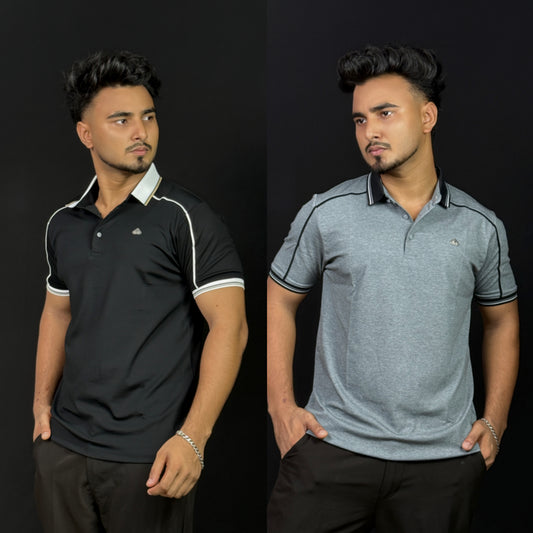 Black+Gray Polo T-Shirt |DCP
