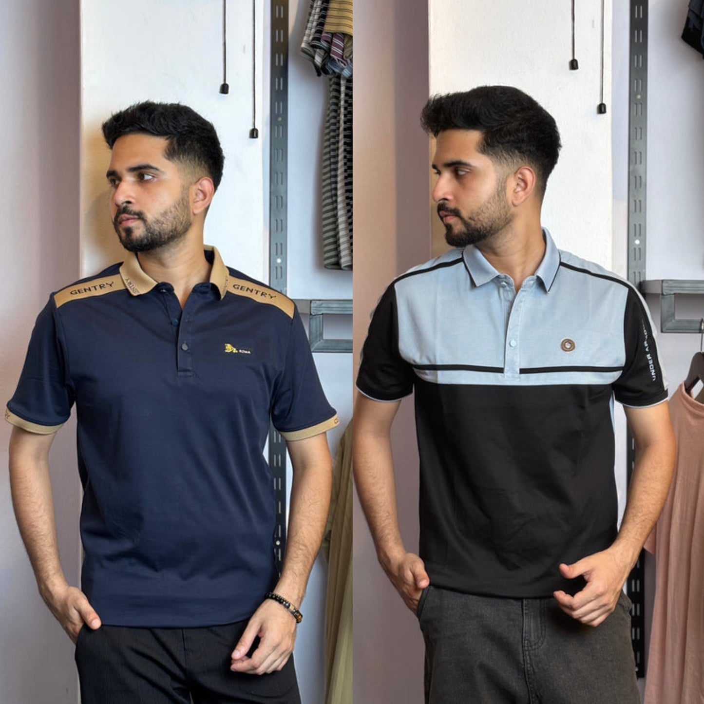 Nevy Blue+Sky Black Polo T-Shirt |DCP