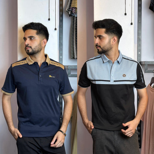 Nevy Blue+Sky Black Polo T-Shirt |DCP