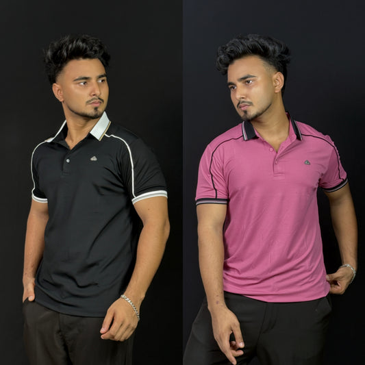 Black+Rose Pink Polo T-Shirt |DCP