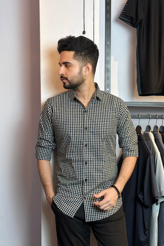 White Black Micro Check Shirt |mk