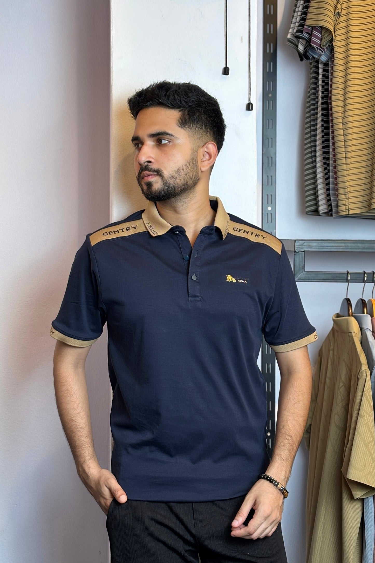 Nevy Blue Contrast Polo T-Shirt |C4