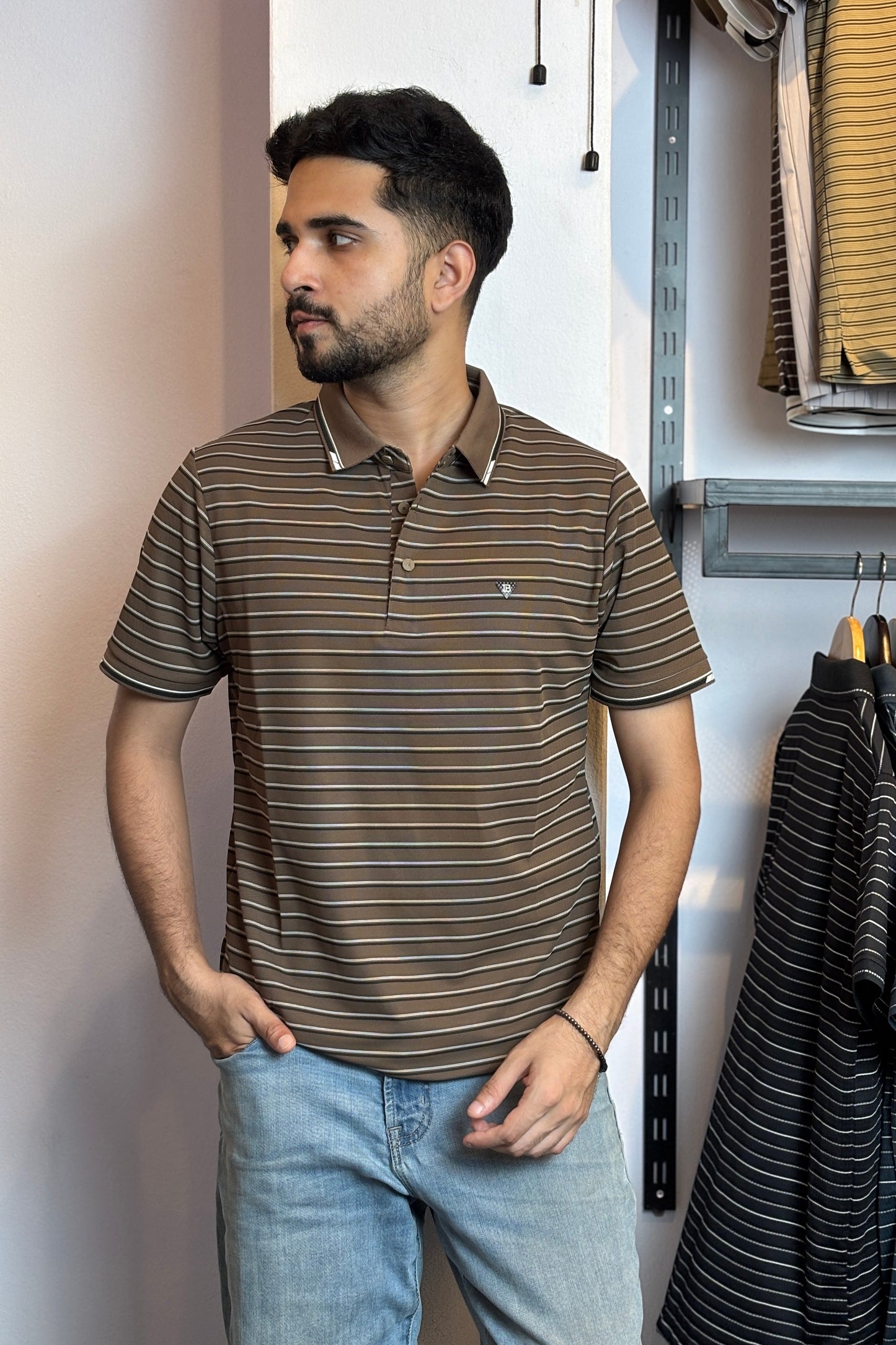 Chocolate Stripe Polo T-Shirt |WBS