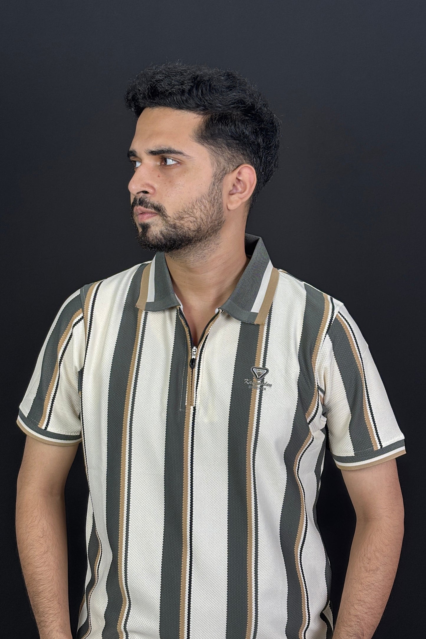 Olive Contrast Polo T-Shirt |CNY