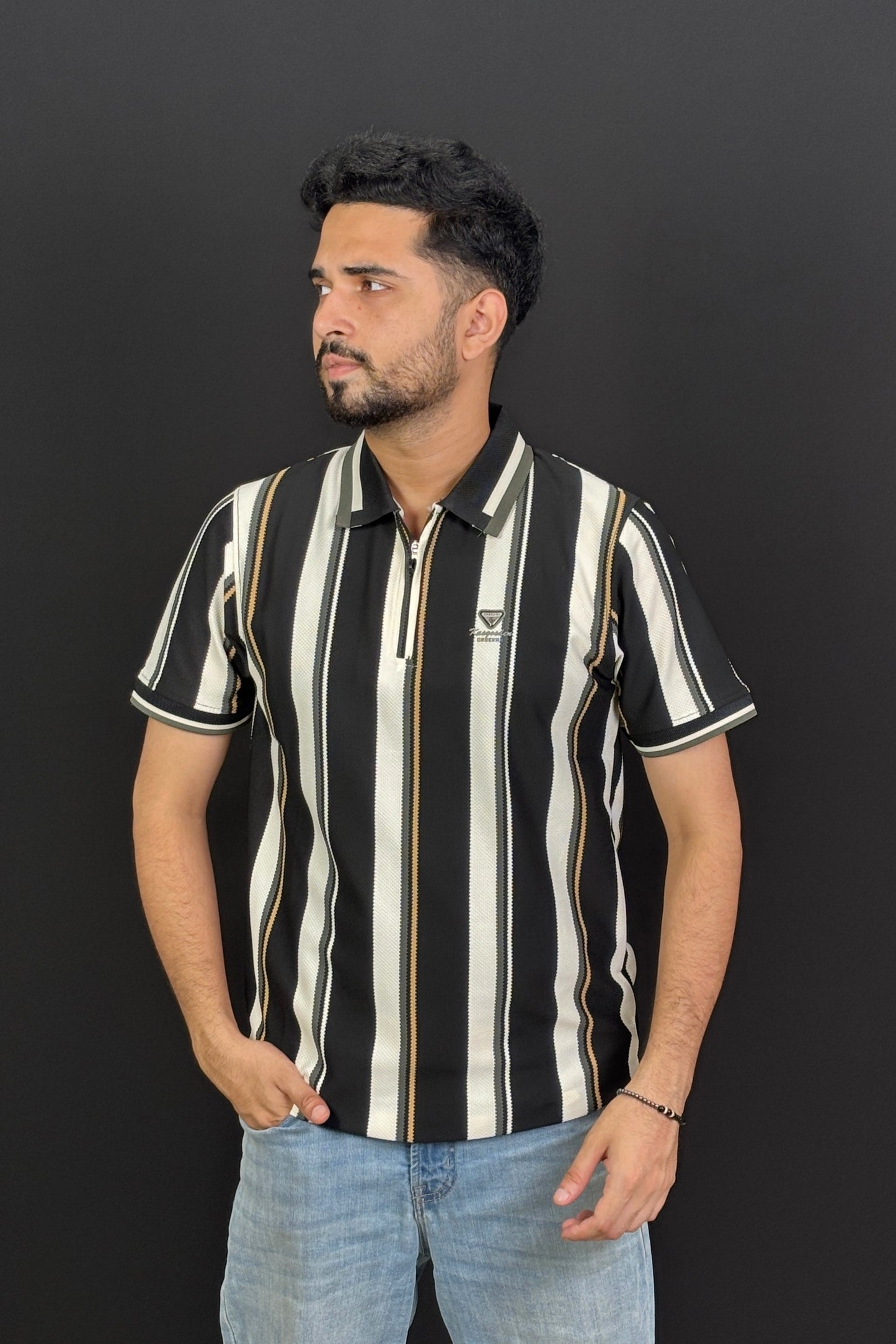 Black Contrast Polo T-Shirt |CNY