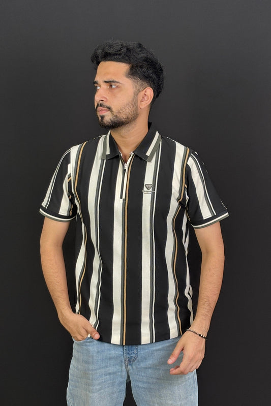 Black Contrast Polo T-Shirt |CNY
