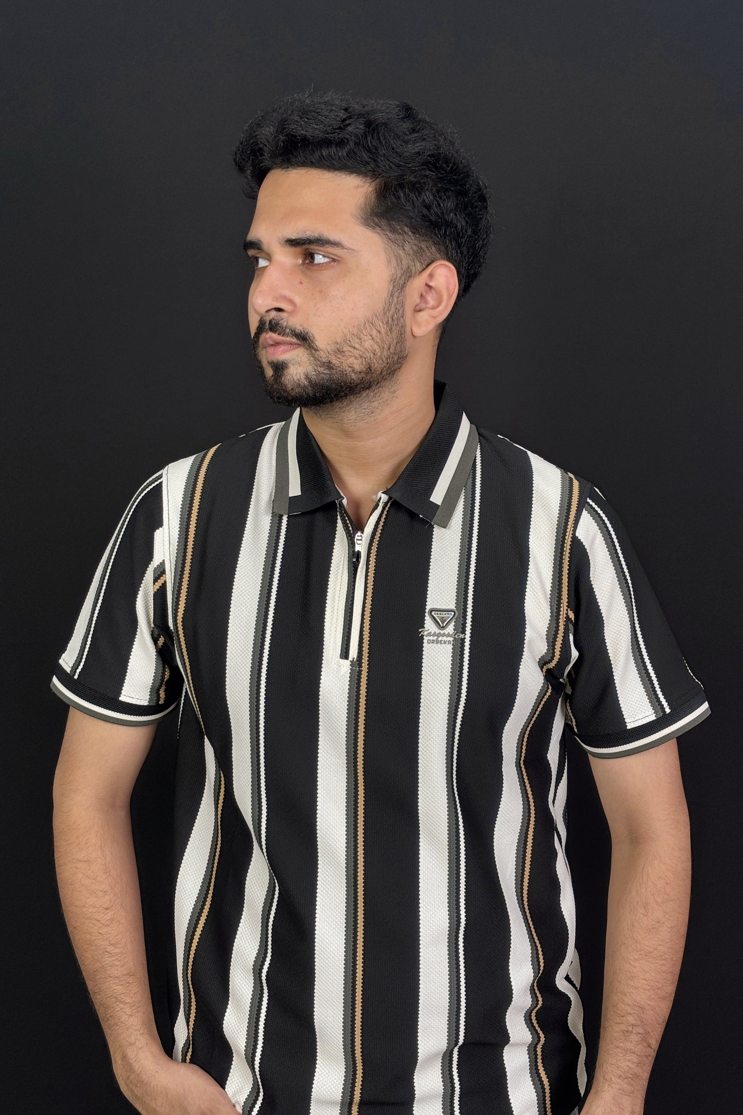Black Contrast Polo T-Shirt |CNY
