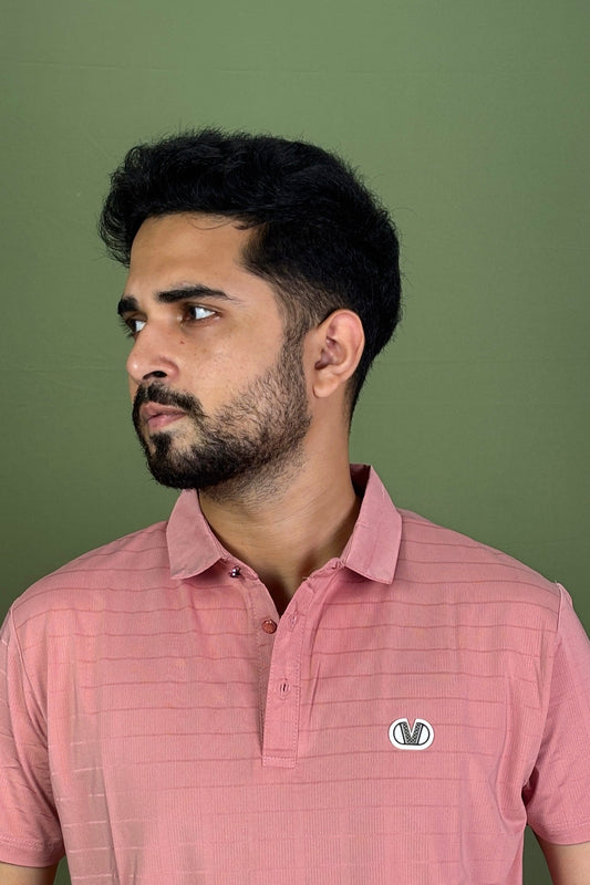 Rose Colour Stripe Polo T-Shirt |VSP