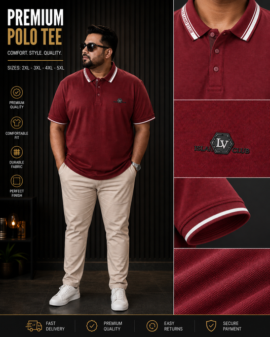 Maroon Colour Hsl Polo T-Shirt |Plus