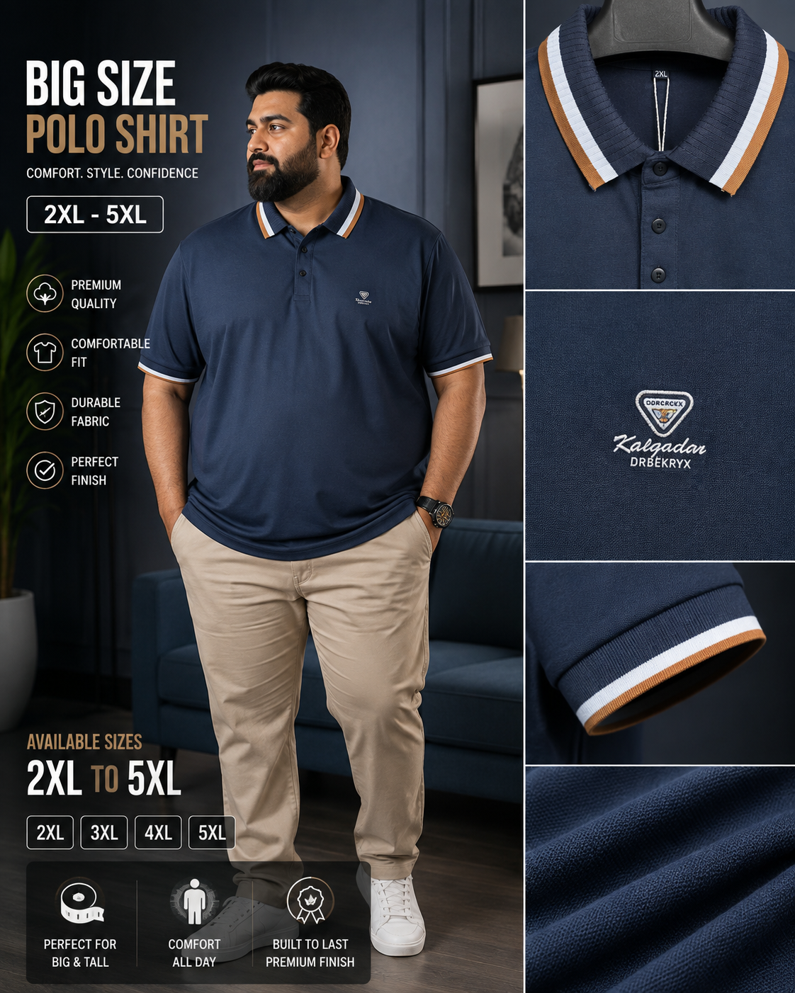 Nevy Blue Drb Polo T-Shirt |Plus