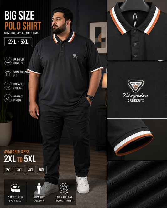 Black Colour Drb Polo T-Shirt |Plus