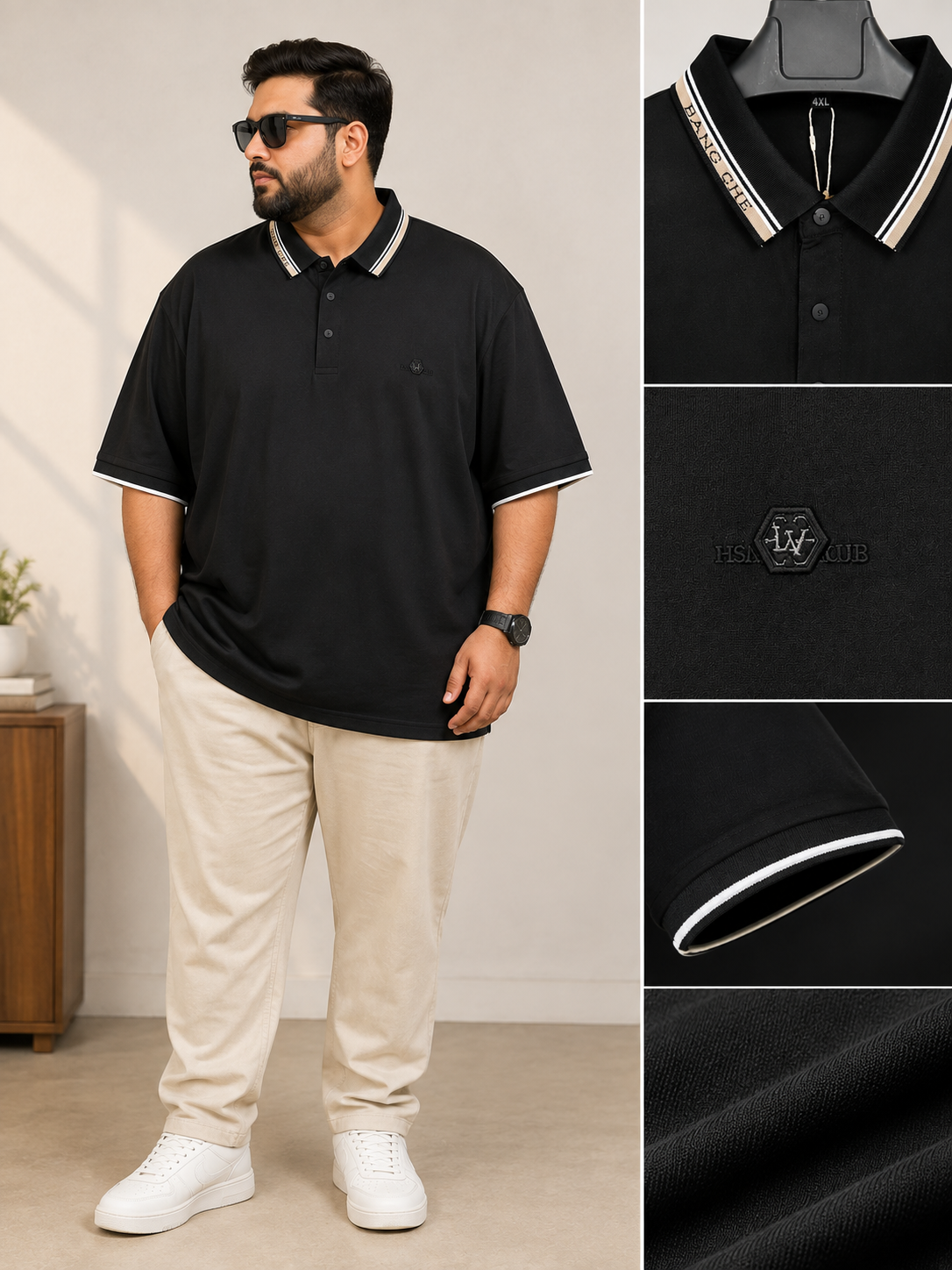 Black Colour Hsl Polo T-Shirt |Plus