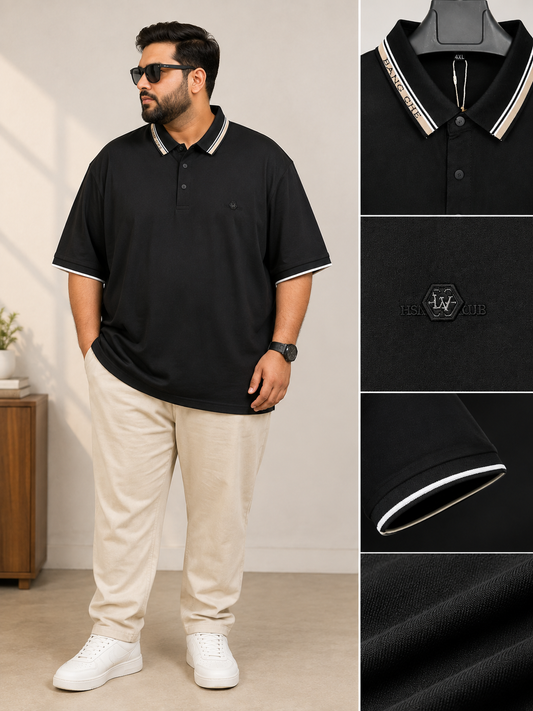 Black Colour Hsl Polo T-Shirt |Plus