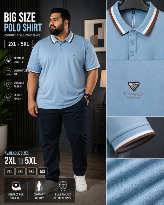 Light Sky Colour Drb Polo T-Shirt |Plus