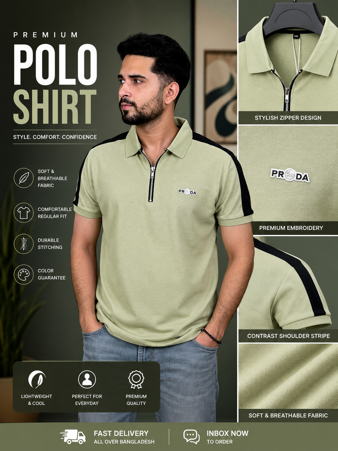 Mint Colour Polo T-Shirt |Prada