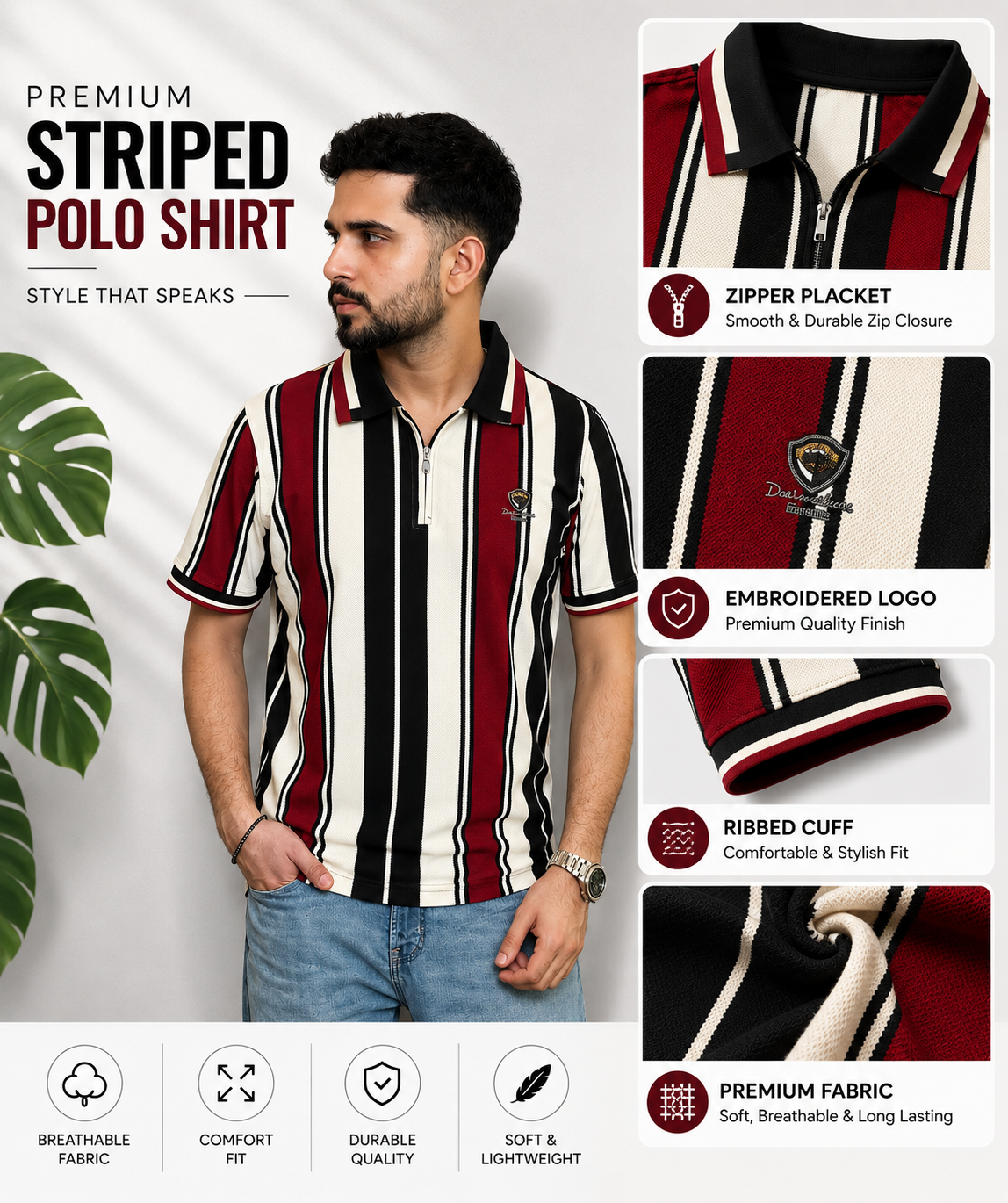 Maroon Contrast Polo T-Shirt |CNX