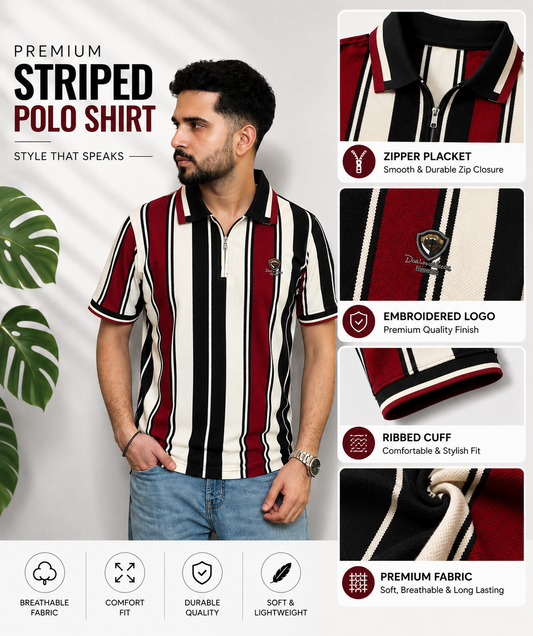 Maroon Contrast Polo T-Shirt |CNX