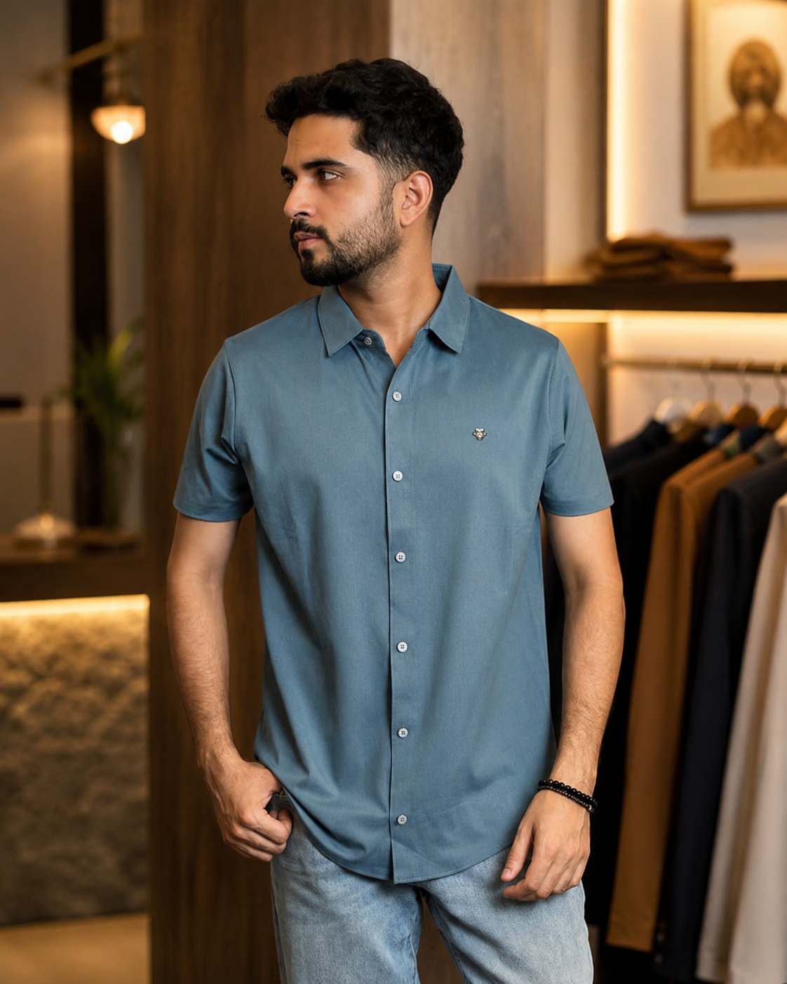 Light Blue Colour Half Slevee Shirt |SPS