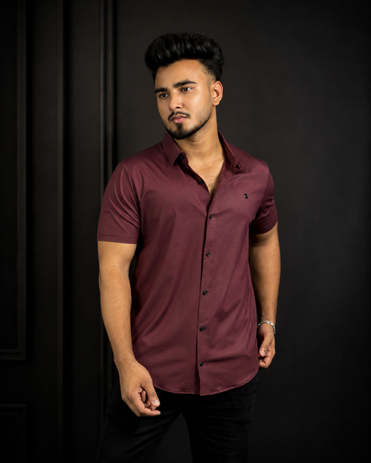 Wine Colour Half Slevee Shirt |SPS