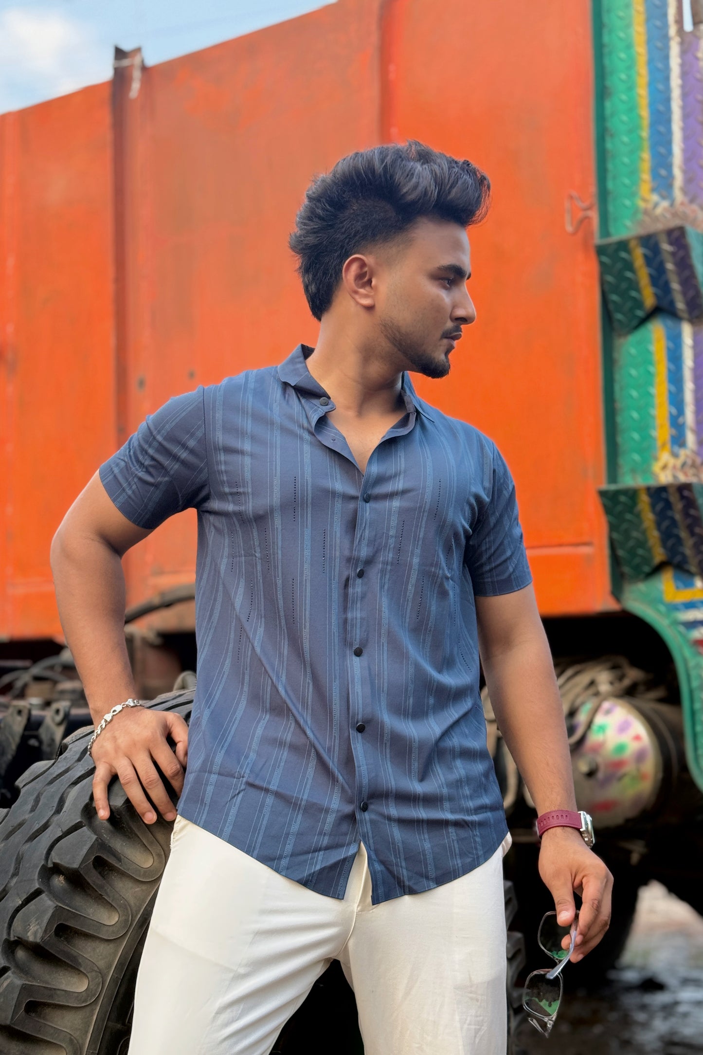 Petrol Colour Half Slevee Shirt